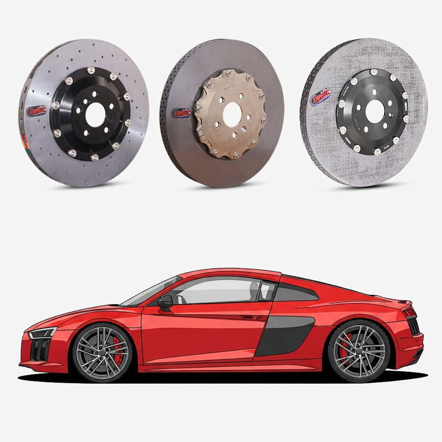 StopFlex continuous long-fiber carbon ceramic brake rotors upgrade for Audi R8 4S.