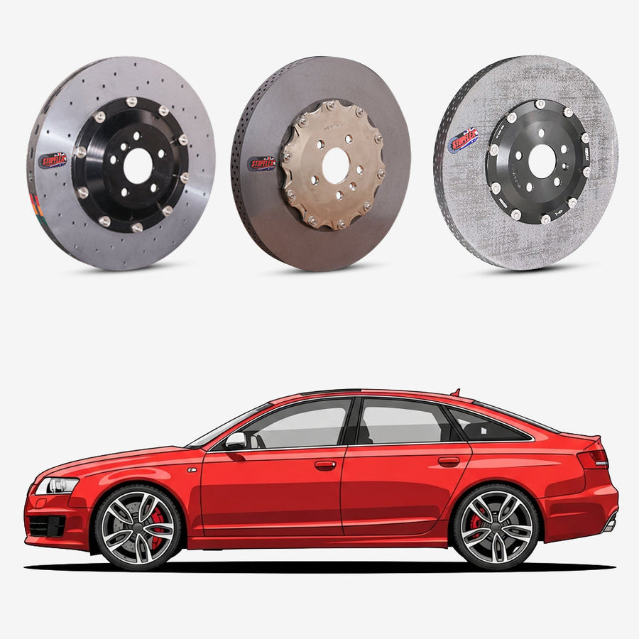 StopFlex continuous long-fiber carbon ceramic brake rotors upgrade for Audi RS6 C6.