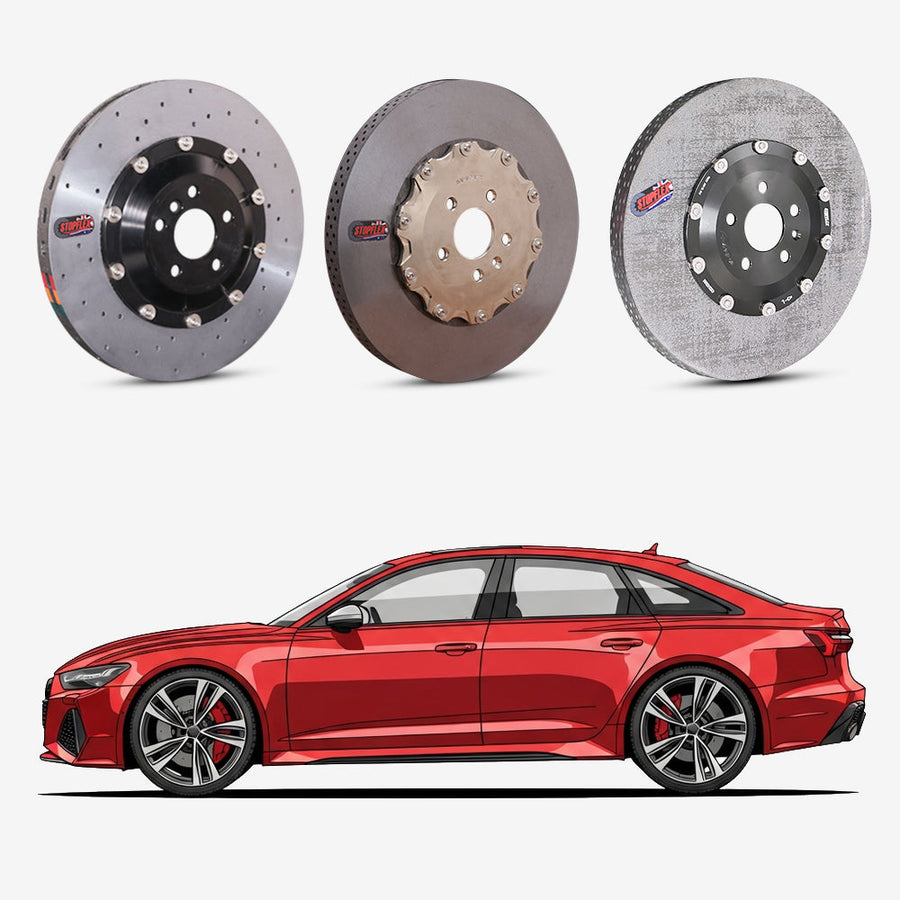 StopFlex continuous long-fiber carbon ceramic brake rotors upgrade for Audi RS6 C8.