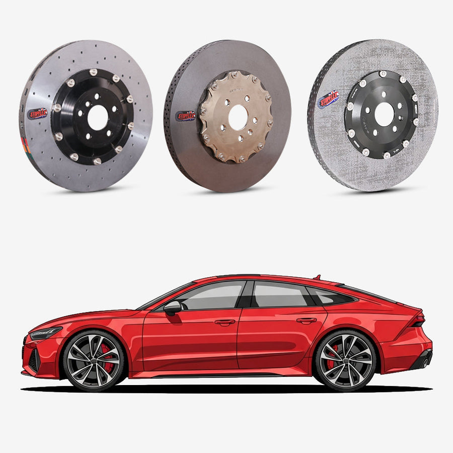 StopFlex continuous long-fiber carbon ceramic brake rotors upgrade for Audi RS7 C8.