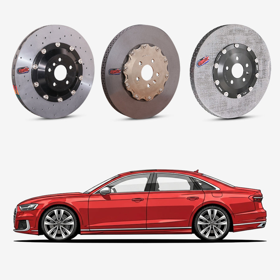 StopFlex continuous long-fiber carbon ceramic brake rotors upgrade for Audi S8 D5.