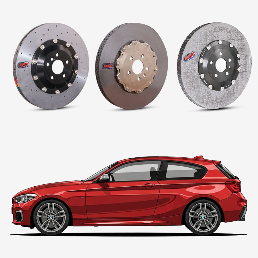 StopFlex continuous long-fiber carbon ceramic brake rotors upgrade for BMW M140i F20.