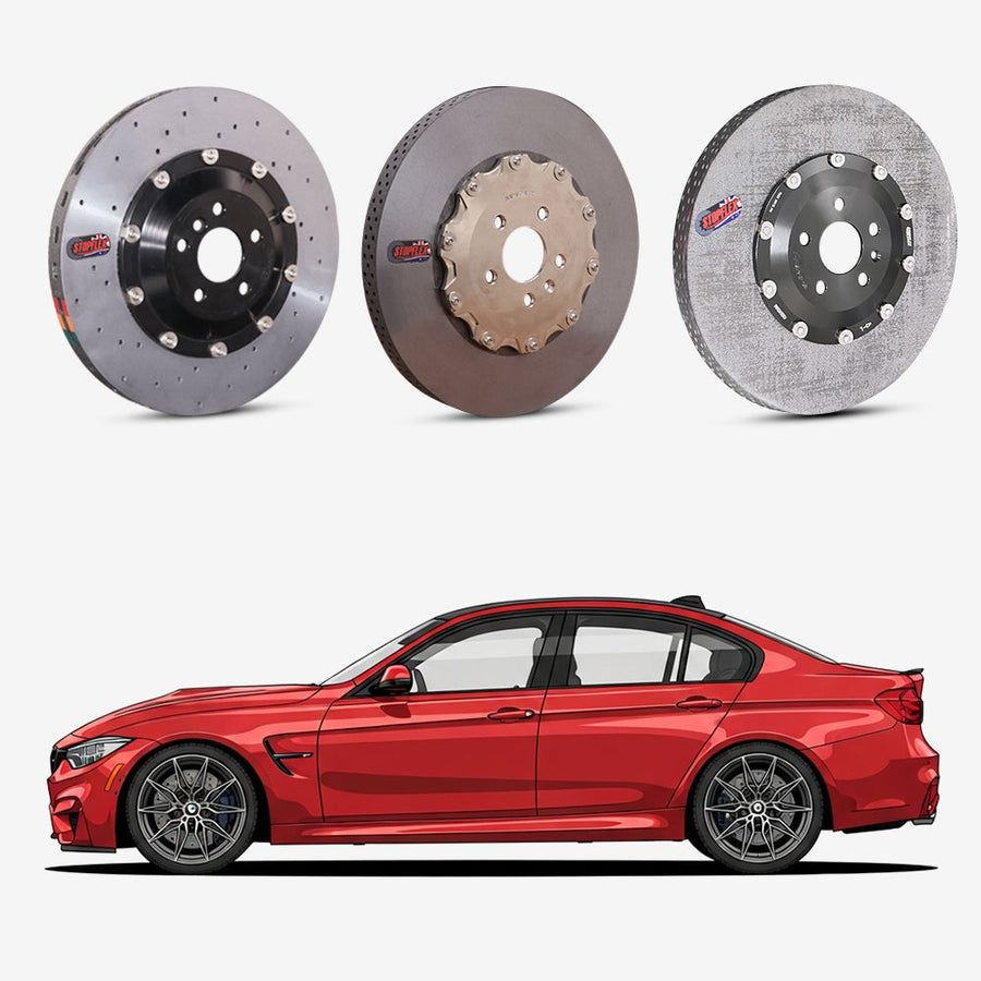 StopFlex continuous long-fiber carbon ceramic brake rotors upgrade for BMW M3 F80.