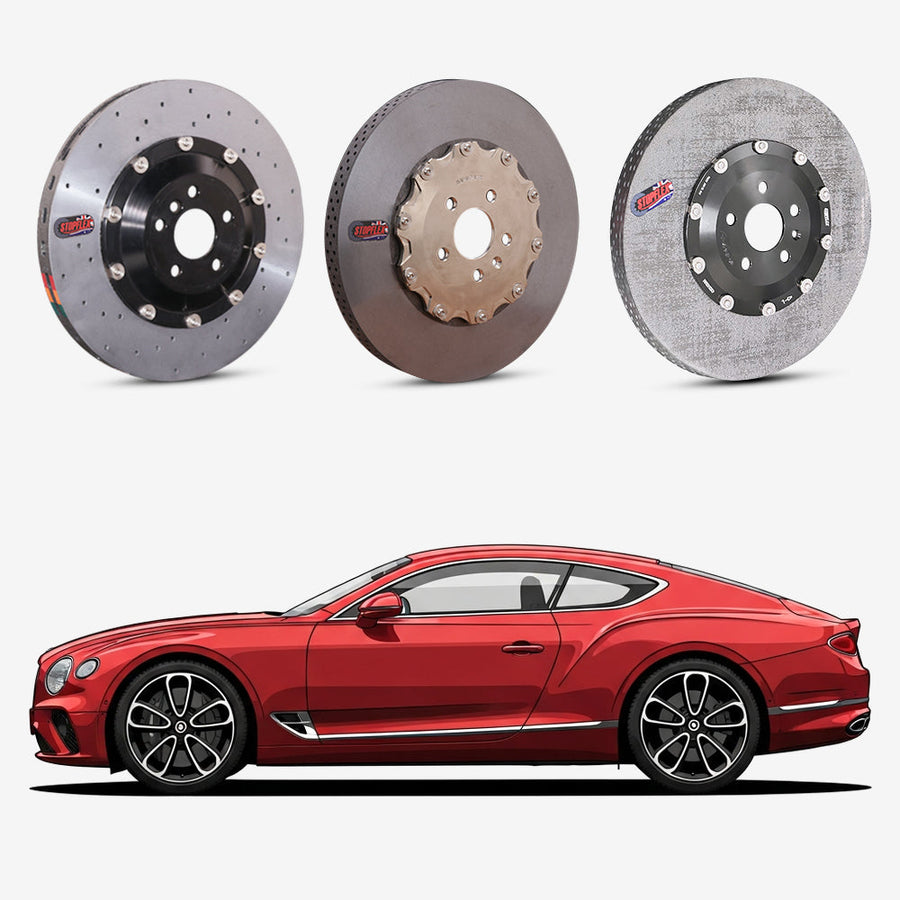 StopFlex continuous long-fiber carbon ceramic brake rotors upgrade for Bentley Continental GT 3rd Gen..
