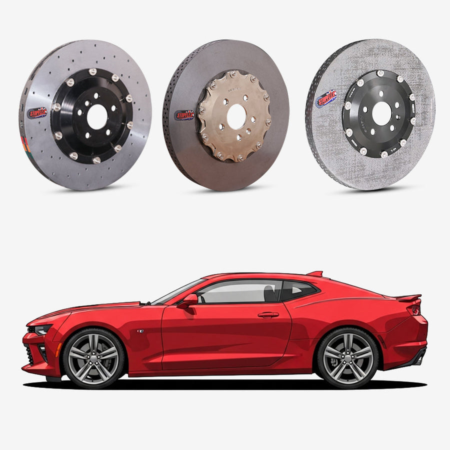 StopFlex continuous long-fiber carbon ceramic brake rotors upgrade for Chevrolet Camaro 6th Gen. SS.