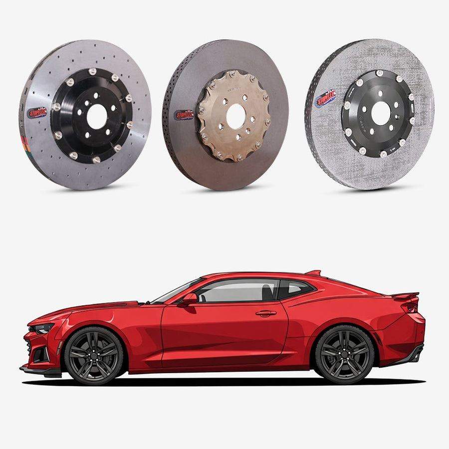 StopFlex continuous long-fiber carbon ceramic brake rotors upgrade for Chevrolet Camaro 6th Gen. ZL1 1LE.