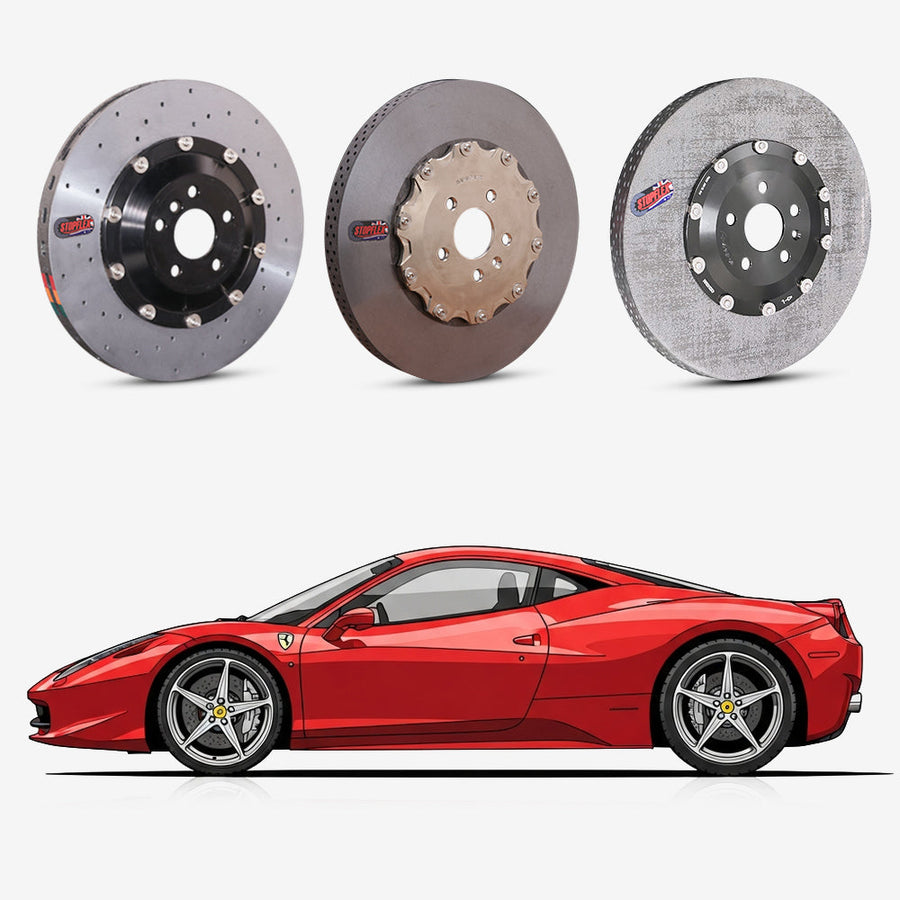 StopFlex continuous long-fiber carbon ceramic brake rotors upgrade for Ferrari 458.