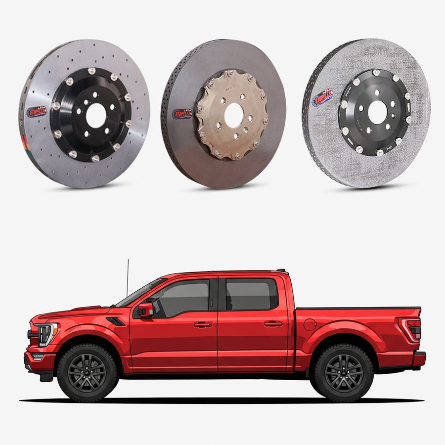 StopFlex continuous long-fiber carbon ceramic brake rotors upgrade for Ford F150 Raptor 14th Gen..