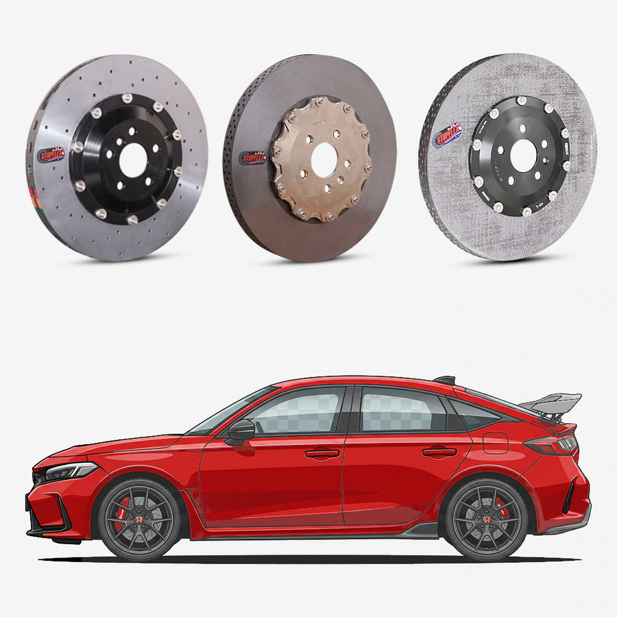 StopFlex continuous long-fiber carbon ceramic brake rotors upgrade for Honda Civic TypeR FL5.
