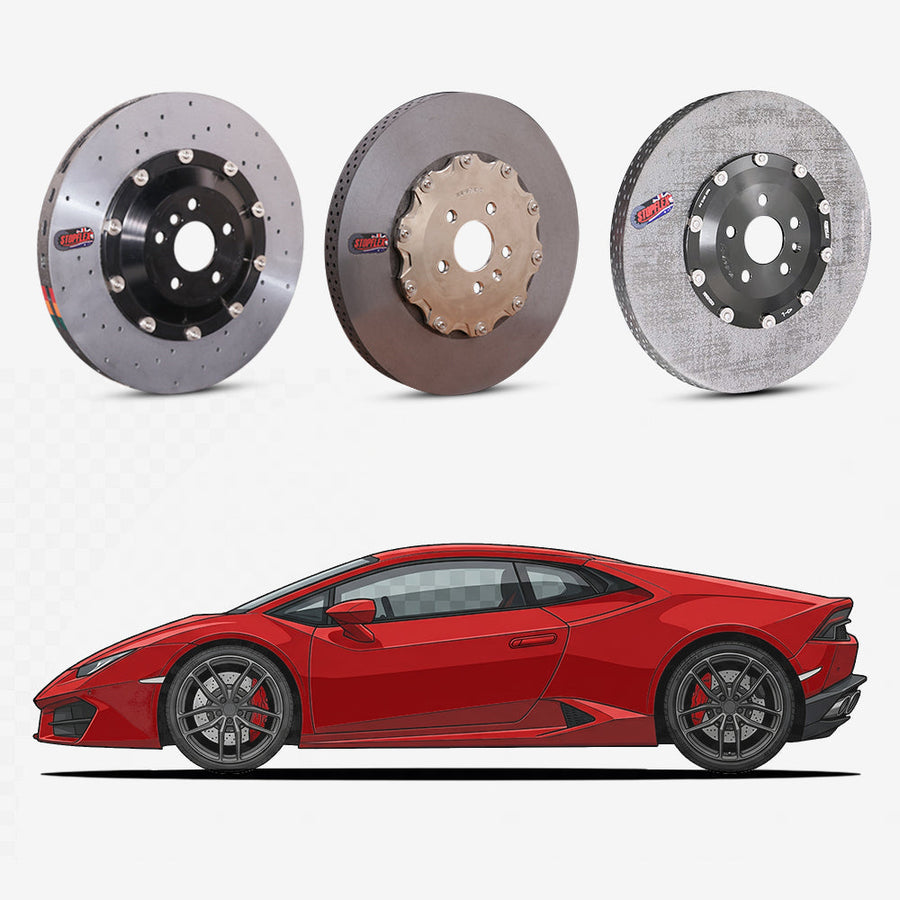StopFlex continuous long-fiber carbon ceramic brake rotors upgrade for Lamborghini Huracan.