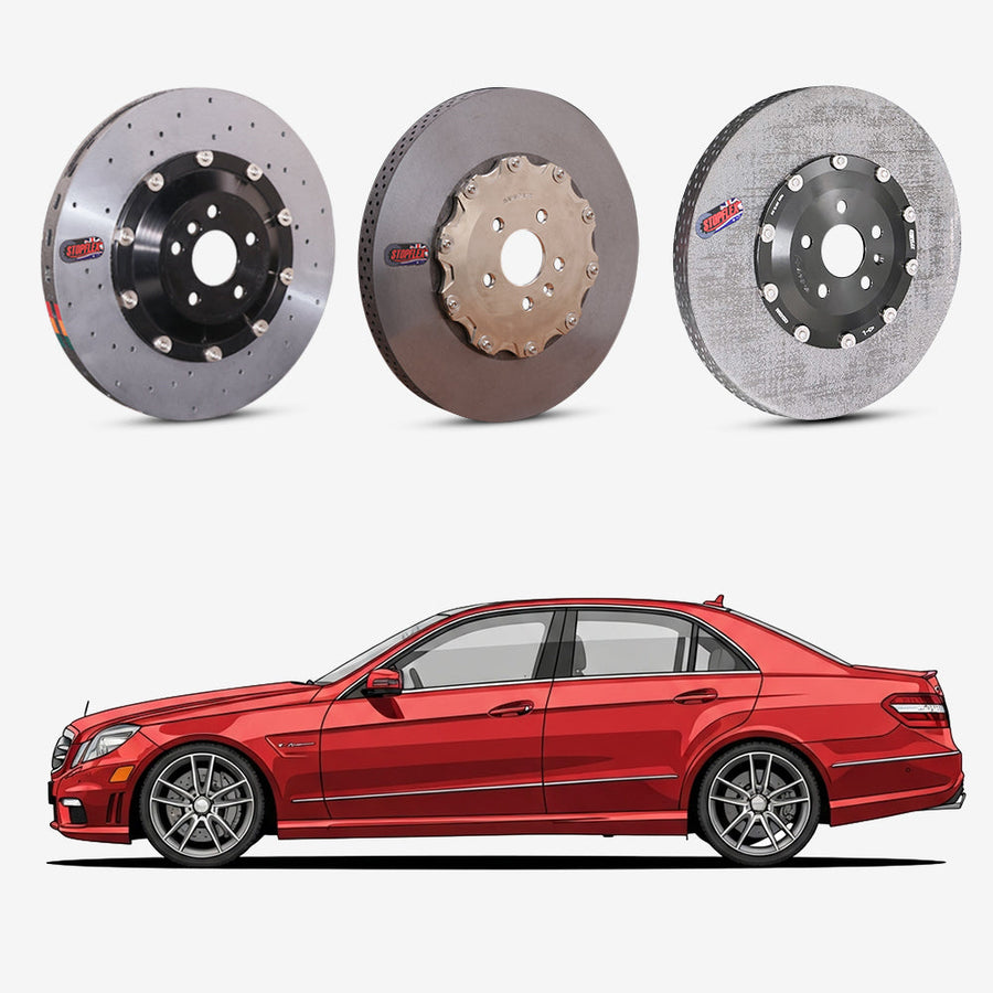 StopFlex continuous long-fiber carbon ceramic brake rotors upgrade for Mercedes Benz AMG E63 W211.