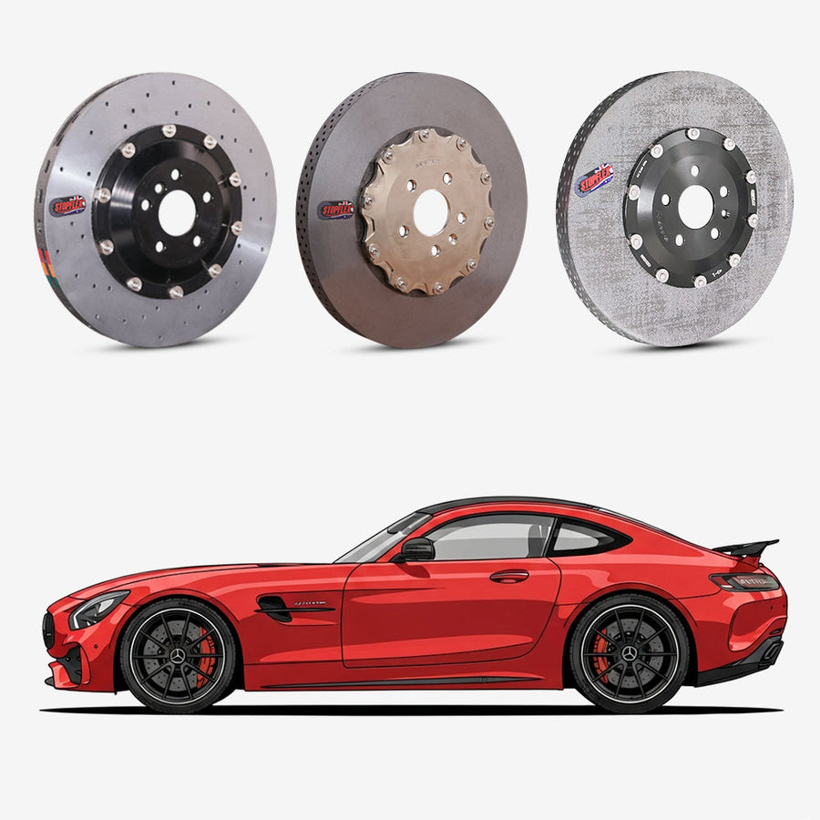 StopFlex continuous long-fiber carbon ceramic brake rotors upgrade for Mercedes Benz AMG GTR Pro C190.