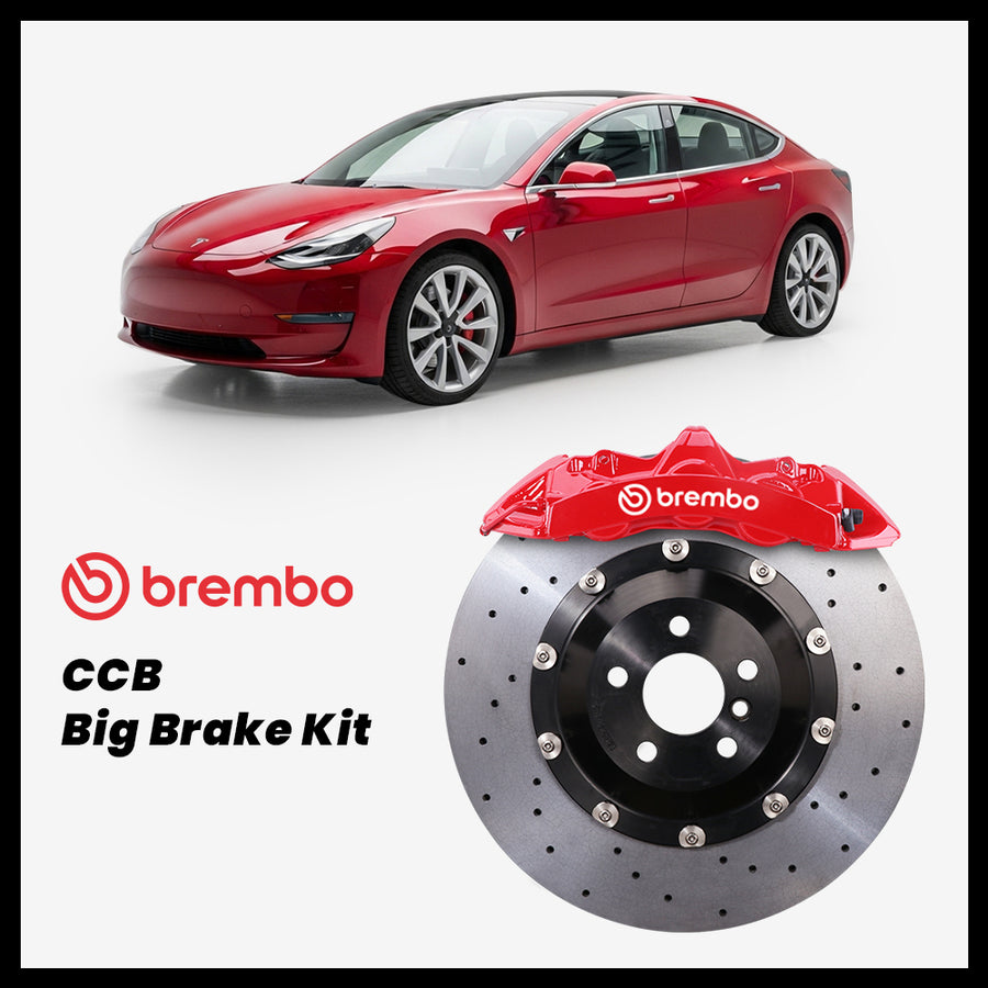 Tesla Model 3 / Performance (pre-Highland) Brembo GT6 6-Piston Caliper with 380mm CCB carbon ceramic brake rotor