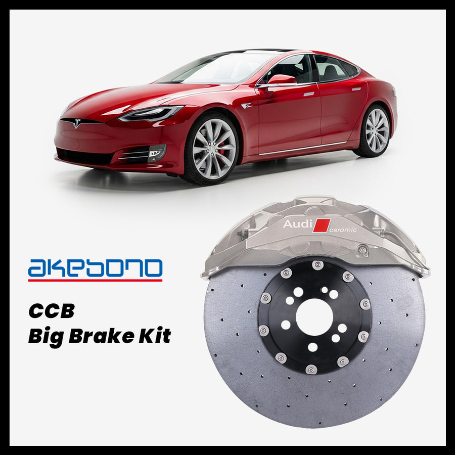 Tesla Model S / Performance / Plaid Akebono OEM Audi RS 10-Piston (10N) Caliper with 420mm CCB carbon ceramic brake rotor