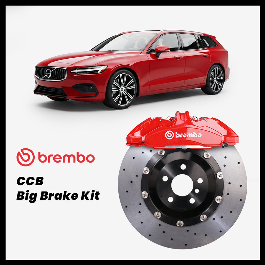 Volvo V60 Brembo OEM Ford Shelby GT350 Mustang 6-Piston Caliper with 390mm CCB carbon ceramic brake rotor