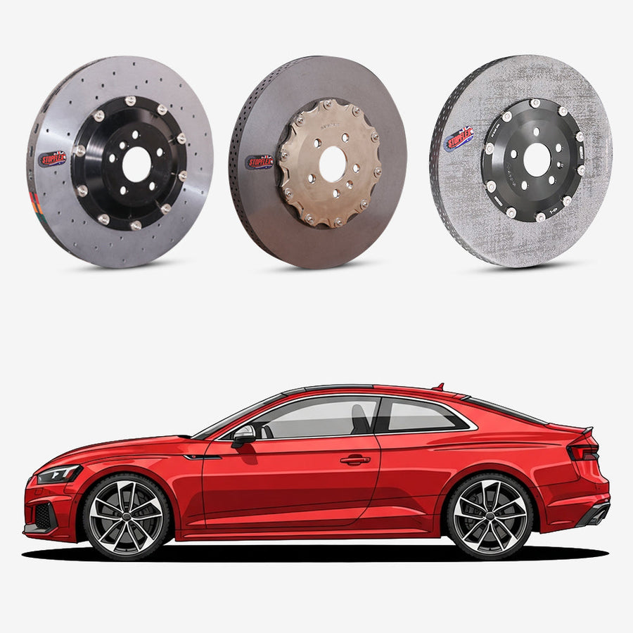 StopFlex continuous long-fiber carbon ceramic brake rotors upgrade for Audi RS5 B8.