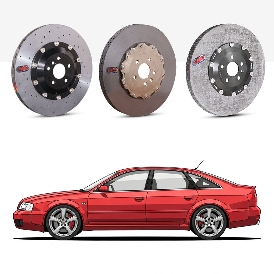 StopFlex continuous long-fiber carbon ceramic brake rotors upgrade for Audi RS6 C5.