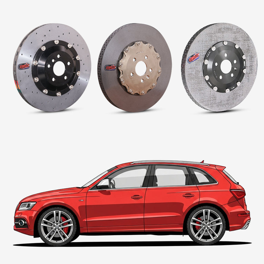 StopFlex continuous long-fiber carbon ceramic brake rotors upgrade for Audi SQ5 8R.