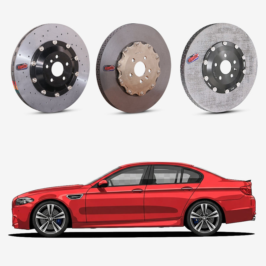 StopFlex continuous long-fiber carbon ceramic brake rotors upgrade for BMW M5 F10.
