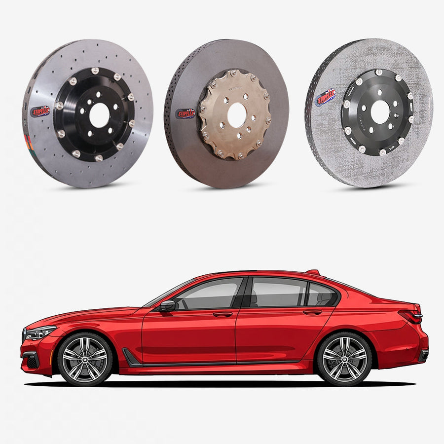 StopFlex continuous long-fiber carbon ceramic brake rotors upgrade for BMW M760Li.