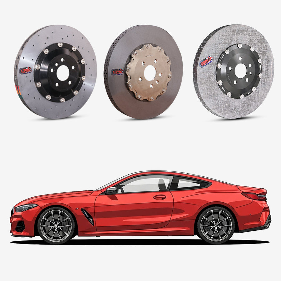 StopFlex continuous long-fiber carbon ceramic brake rotors upgrade for BMW M850i G14.