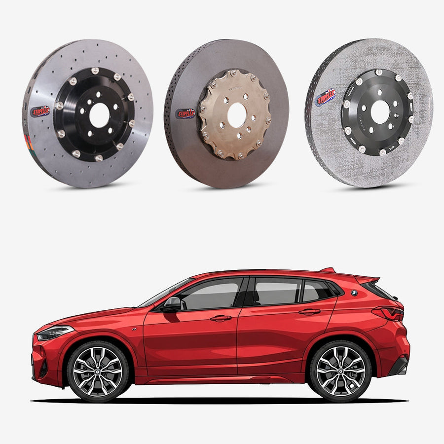 StopFlex continuous long-fiber carbon ceramic brake rotors upgrade for BMW X2 M35i F39.