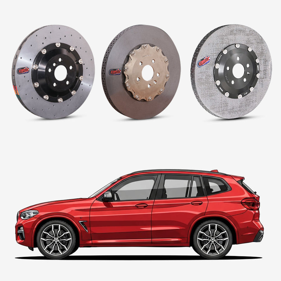 StopFlex continuous long-fiber carbon ceramic brake rotors upgrade for BMW X3 M40i G01.
