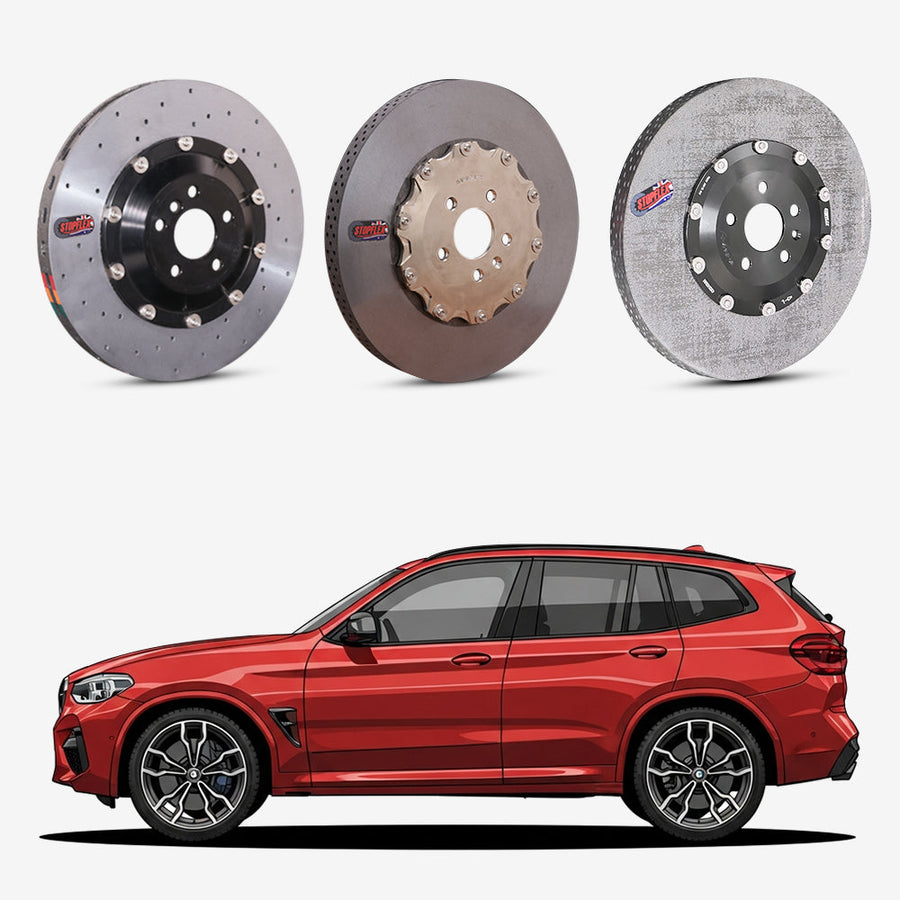 StopFlex continuous long-fiber carbon ceramic brake rotors upgrade for BMW X3M F97.