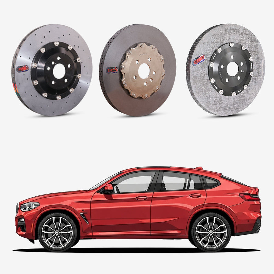 StopFlex continuous long-fiber carbon ceramic brake rotors upgrade for BMW X4 M40i G02.
