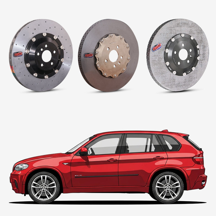 StopFlex continuous long-fiber carbon ceramic brake rotors upgrade for BMW X5M E70.