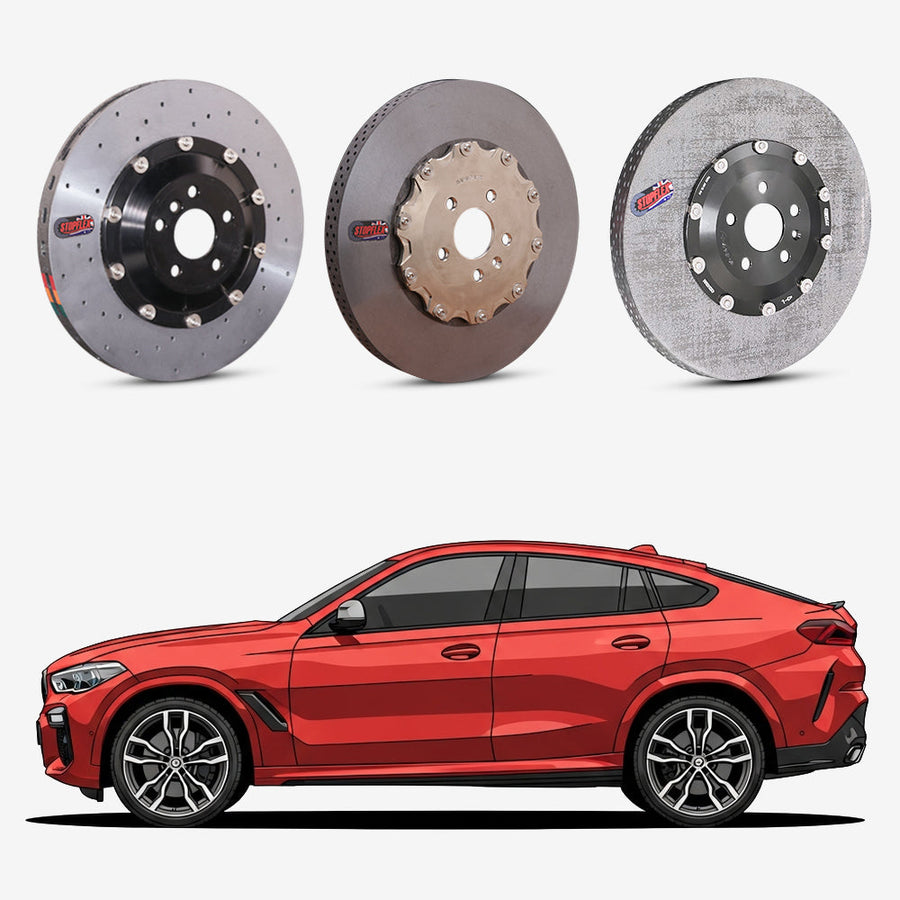 StopFlex continuous long-fiber carbon ceramic brake rotors upgrade for BMW X6 M60i G06.