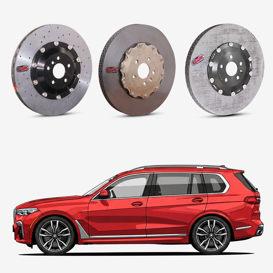 StopFlex continuous long-fiber carbon ceramic brake rotors upgrade for BMW X7 M60i G07.