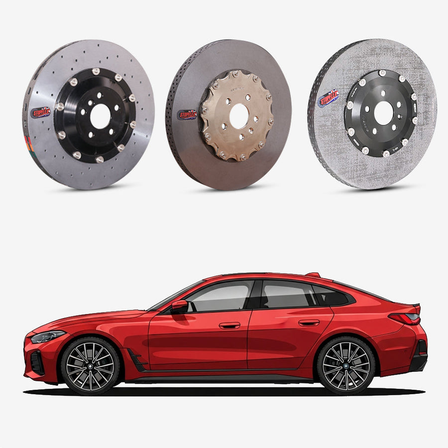 StopFlex continuous long-fiber carbon ceramic brake rotors upgrade for BMW i4 M50 G26.