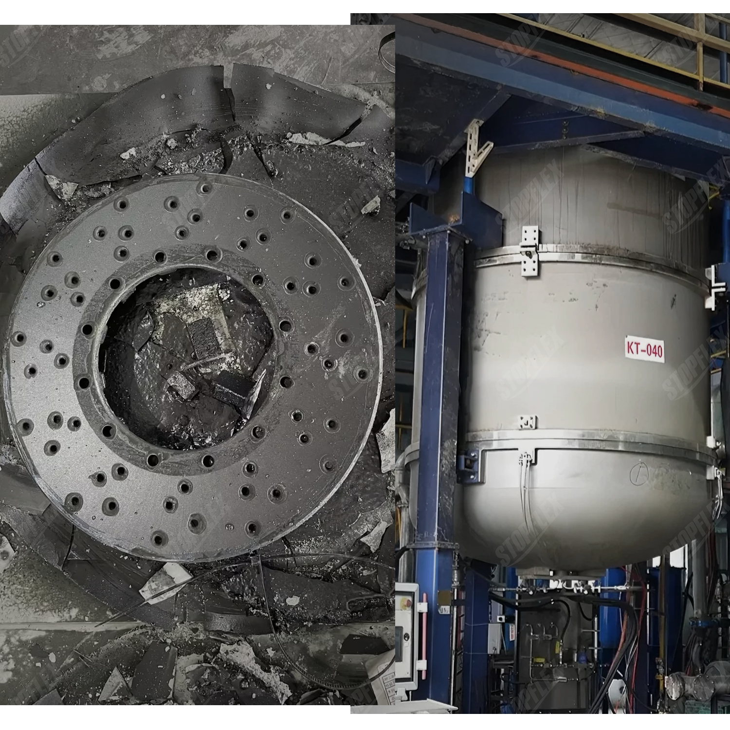 Liquid silicon infiltration stage in a high-temperature furnace where molten silicon forms the SiC matrix inside the preform.