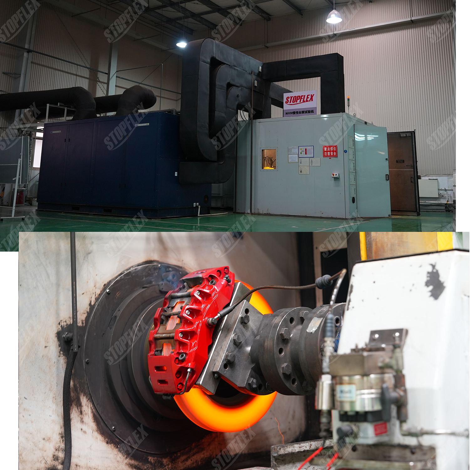 High-temperature dynamometer validation of a carbon-ceramic brake rotor during repeated braking cycles.