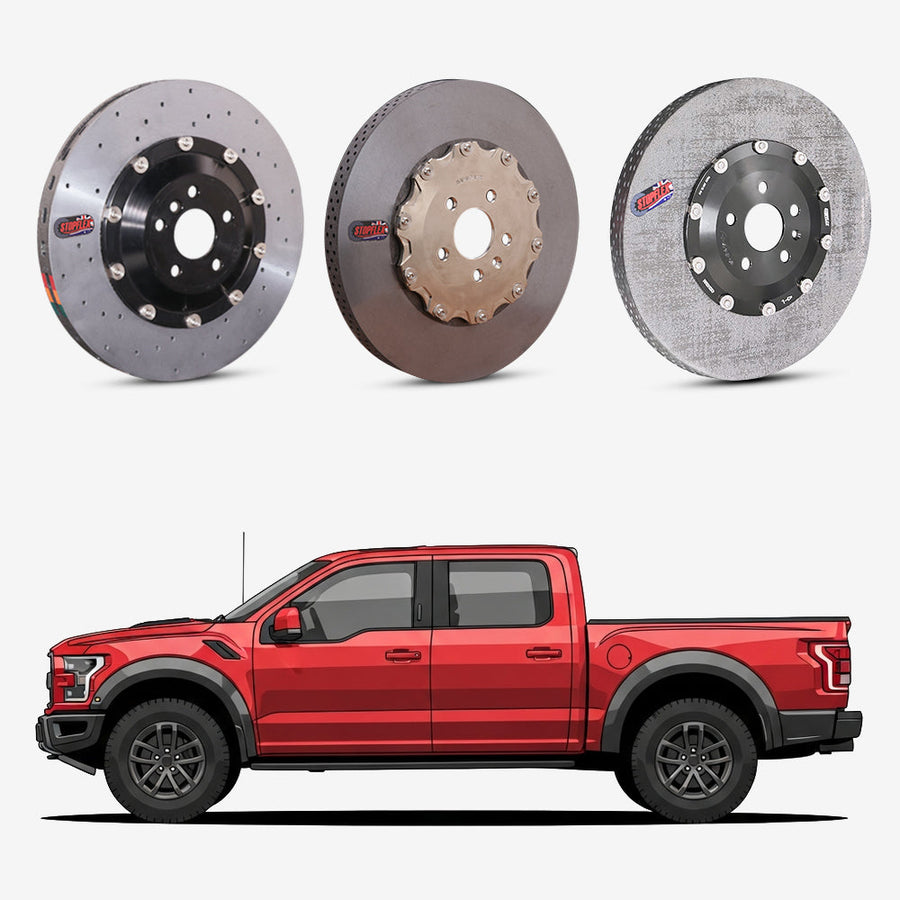 StopFlex continuous long-fiber carbon ceramic brake rotors upgrade for Ford F150 Raptor 13th Gen..