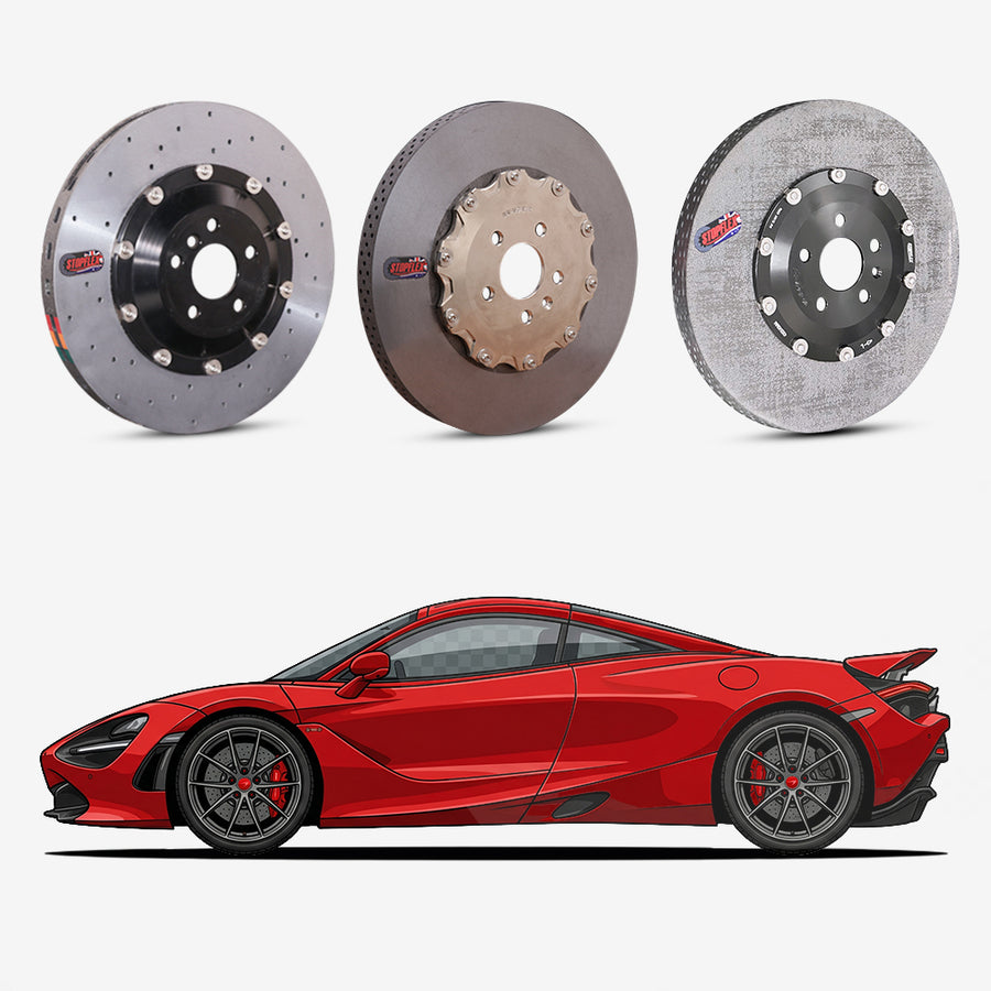 StopFlex continuous long-fiber carbon ceramic brake rotors upgrade for McLaren 720S.