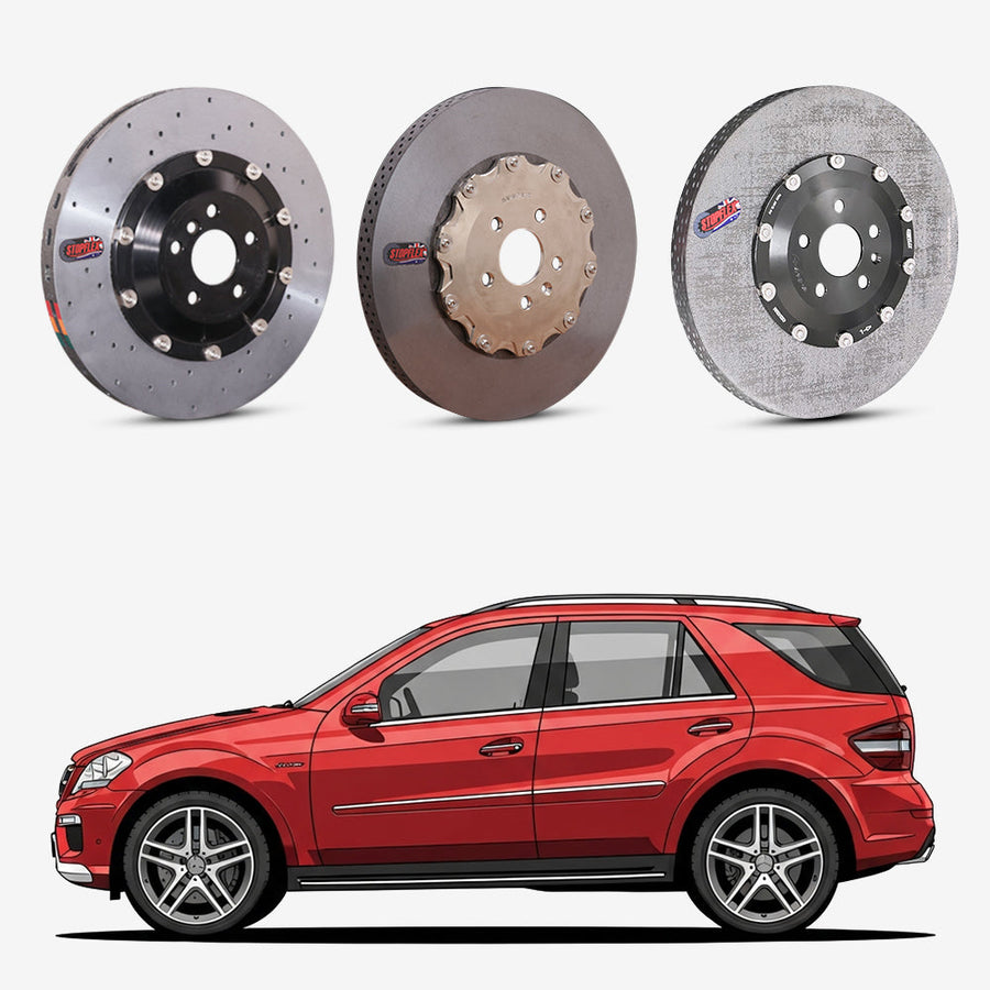 StopFlex continuous long-fiber carbon ceramic brake rotors upgrade for Mercedes Benz AMG ML63 W164.
