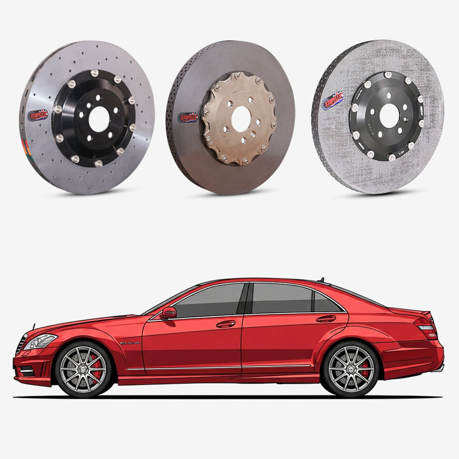 StopFlex continuous long-fiber carbon ceramic brake rotors upgrade for Mercedes Benz AMG S65 W221.