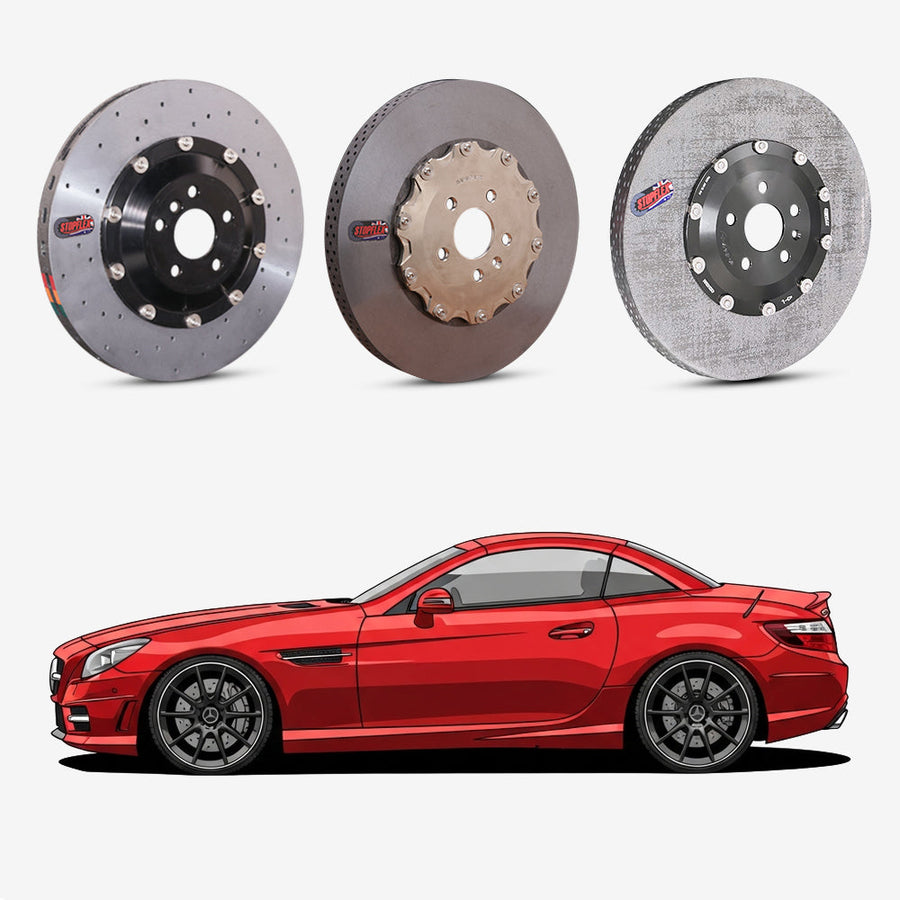 StopFlex continuous long-fiber carbon ceramic brake rotors upgrade for Mercedes Benz AMG SLK55 R172.