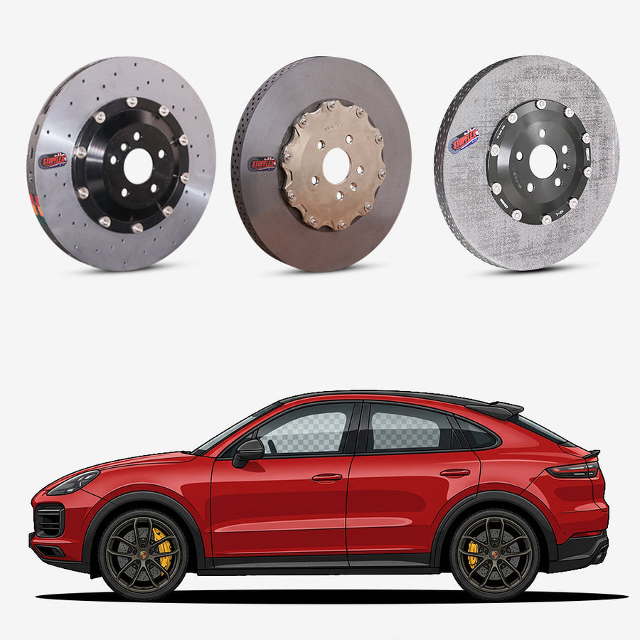 StopFlex continuous long-fiber carbon ceramic brake rotors upgrade for Porsche Cayenne 9Y0 Turbo GT.