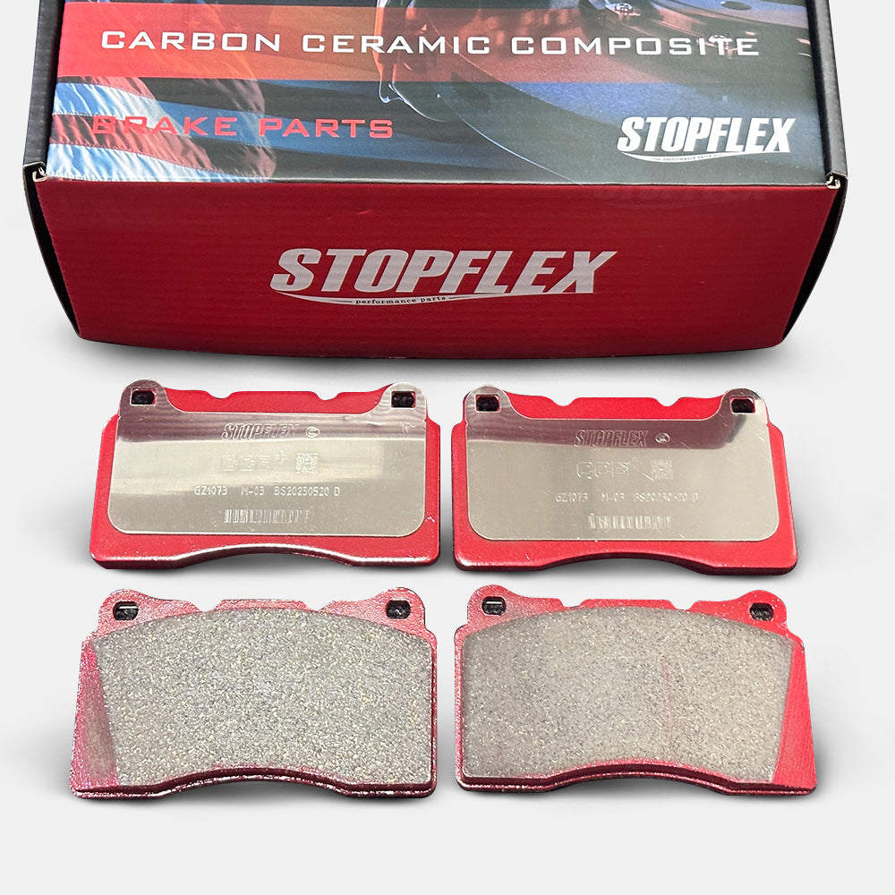 A set of STOPFLEX low-dust performance carbon ceramic brake pads for the Brembo F50 caliper.