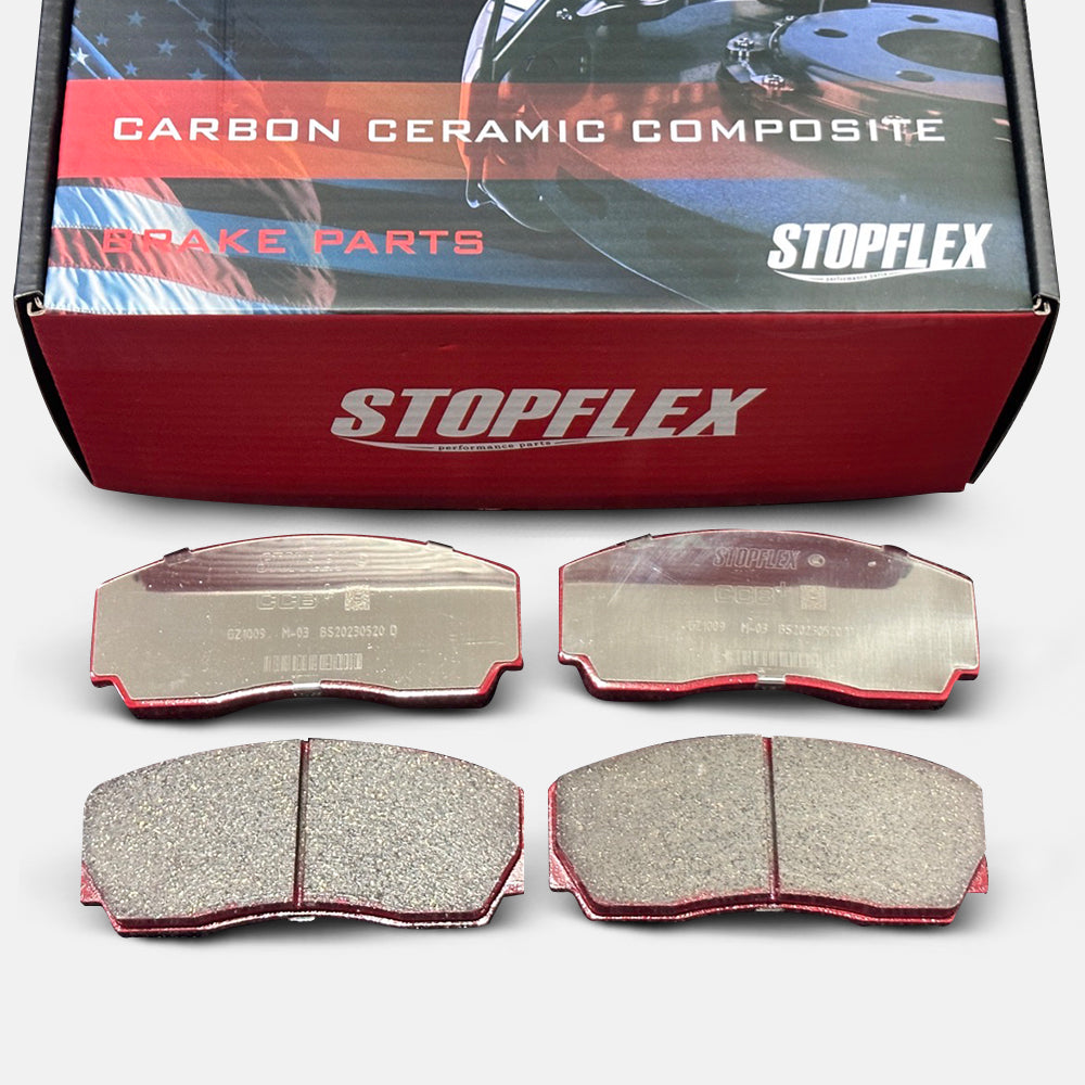 A set of STOPFLEX low-dust performance carbon ceramic brake pads for the TTSPORT 5200 and 5440 caliper.
