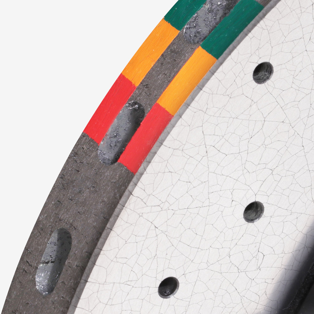 A close look at the StopFlex street carbon ceramic rotor.