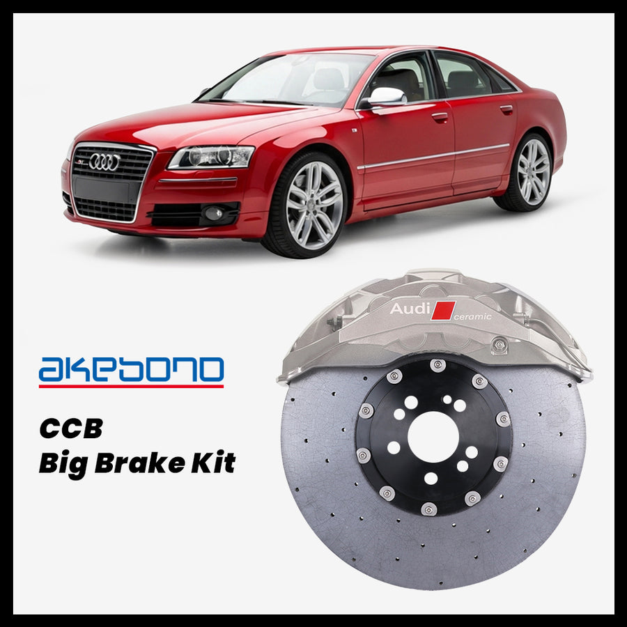 Audi S8 (D3) Akebono OEM Audi RS 10-Piston (10N) Caliper with 420mm CCB carbon ceramic brake rotor