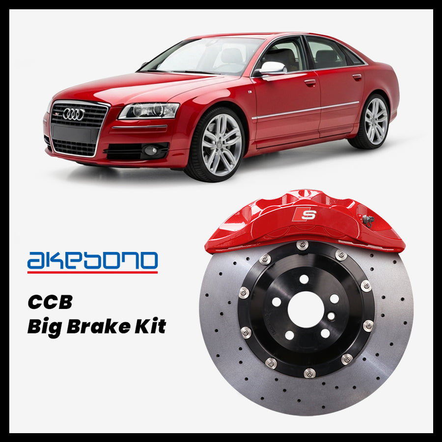 Audi S8 (D3) Akebono OEM Audi S 6-Piston (8N) Caliper with 380mm CCB carbon ceramic brake rotor