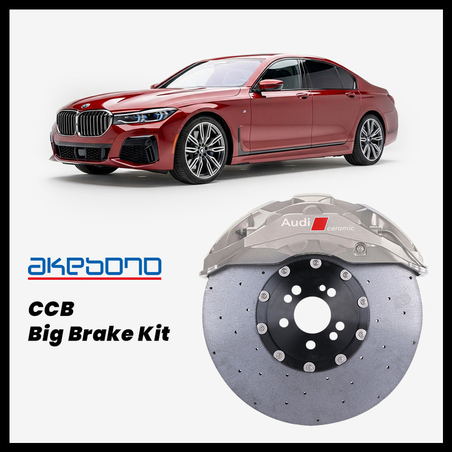 BMW 740i / 750e / 760i (G70) Akebono OEM Audi RS 10-Piston (10N) Caliper with 420mm CCB carbon ceramic brake rotor