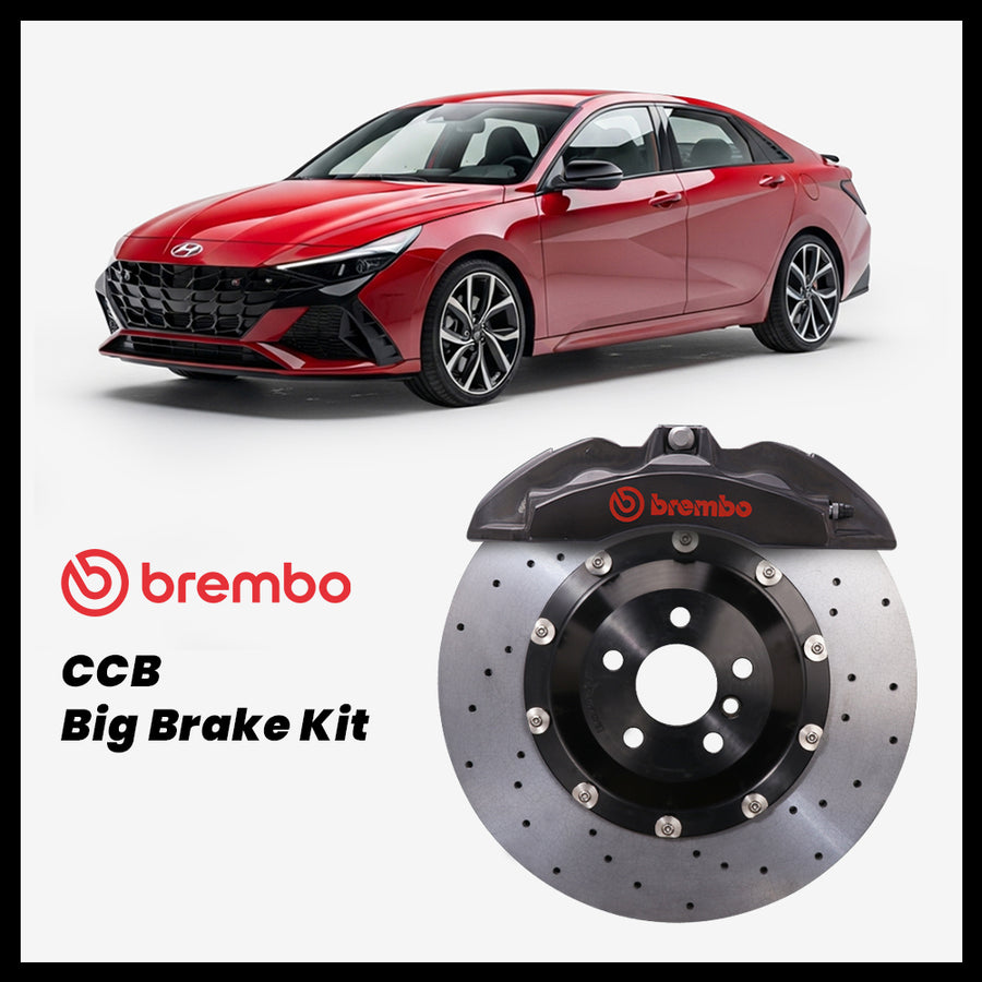 Hyundai Elantra / N Brembo OEM Ford Shelby GT500 Mustang 6-Piston Caliper with 380mm CCB carbon ceramic brake rotor