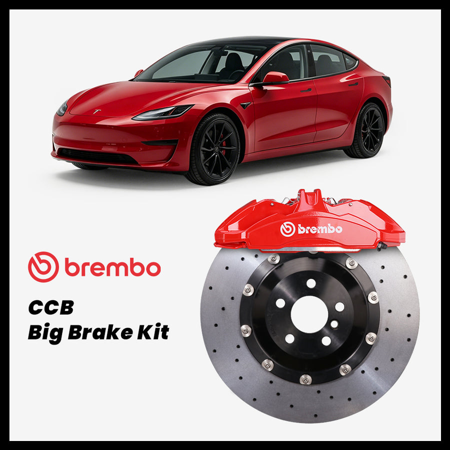Tesla Model 3 / Performance (Highland Refresh) Brembo OEM Ford Shelby GT350 Mustang 6-Piston Caliper with 380mm CCB brake