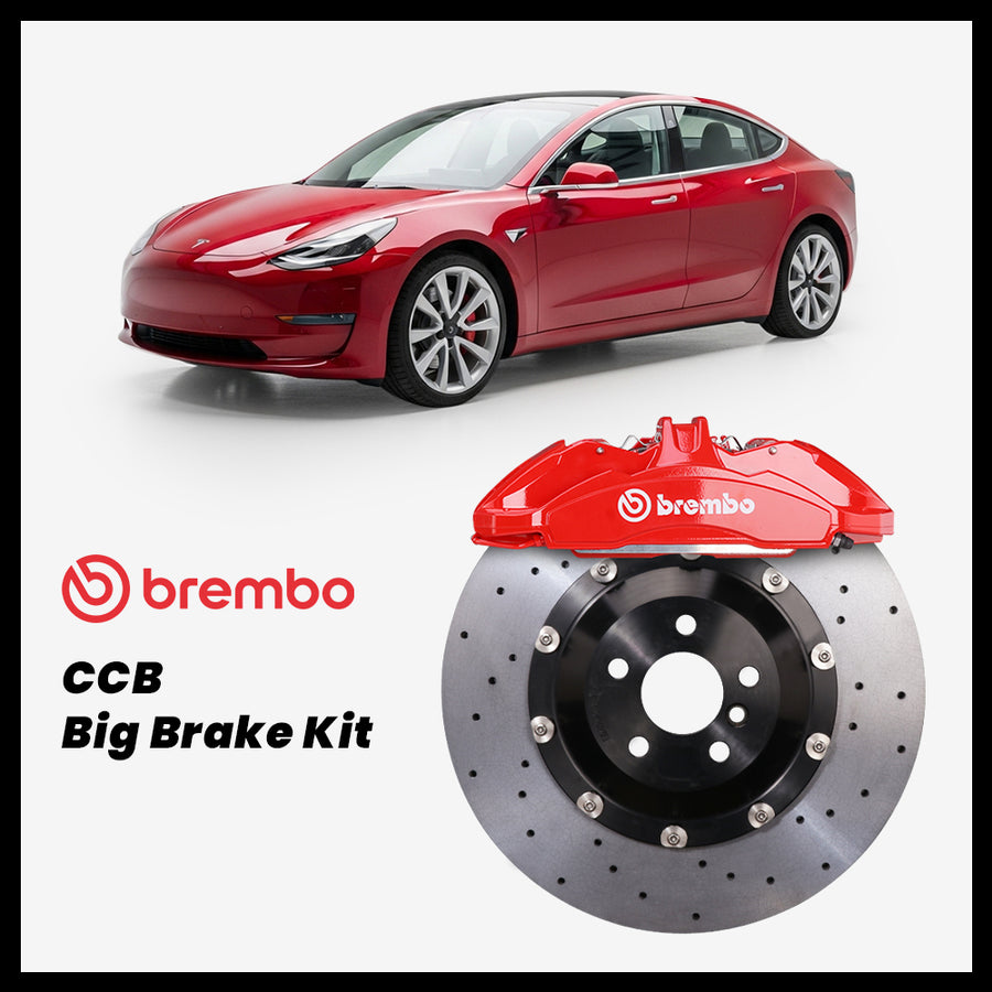 Tesla Model 3 / Performance (pre-Highland) Brembo OEM Ford Shelby GT350 Mustang 6-Piston Caliper with 380mm CCB brake rotor